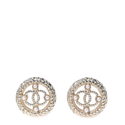 Chanel Pearl CC Round Rope Earrings Gold 1 of 5