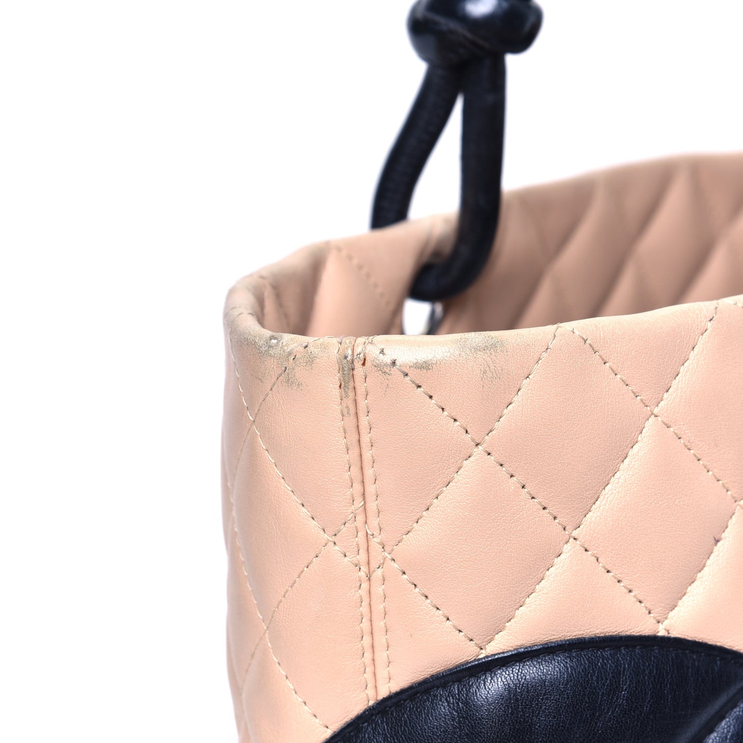 Calfskin Quilted Large Cambon Tote Beige Black