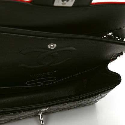 Chanel Patent Calfskin Quilted Bi-Color Medium Double Flap Black Red 4 of 5
