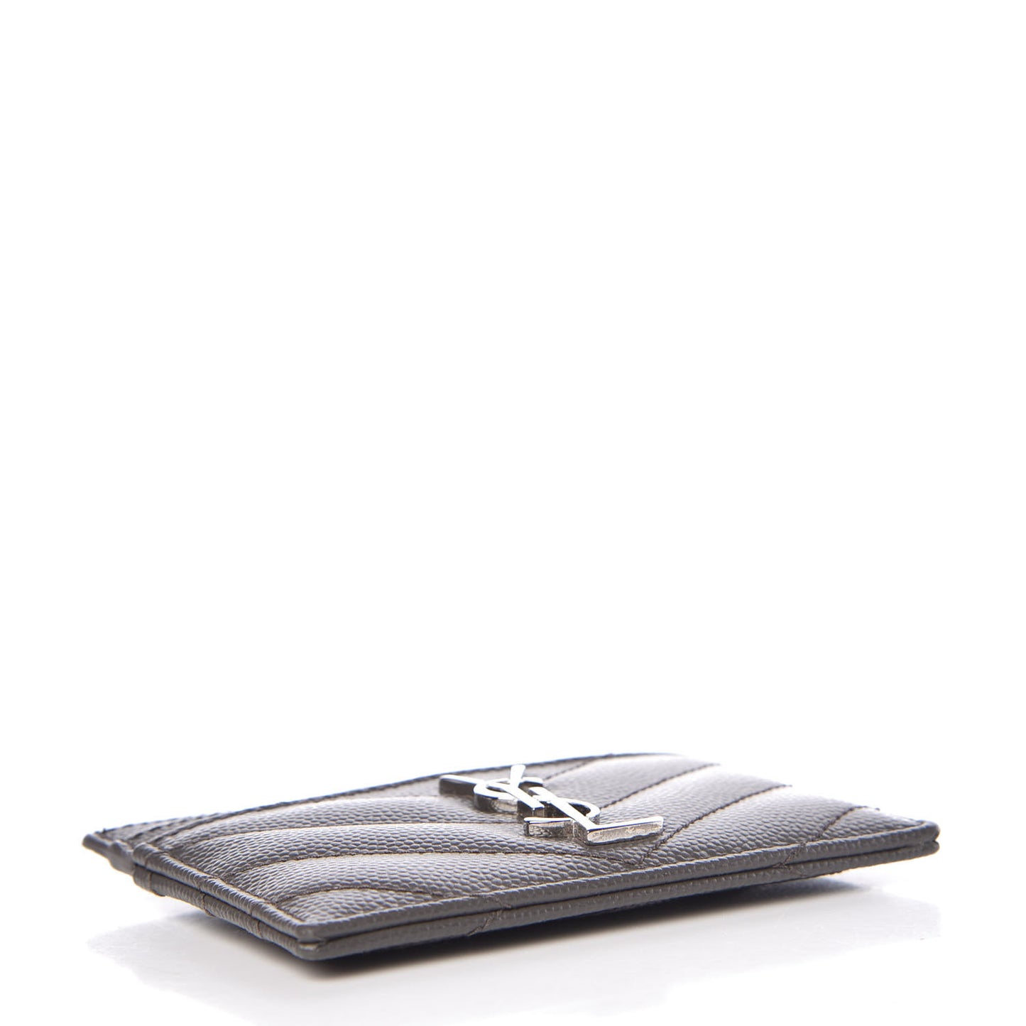 Grain De Poudre Matelasse Chevron Monogram Credit Card Case Coal