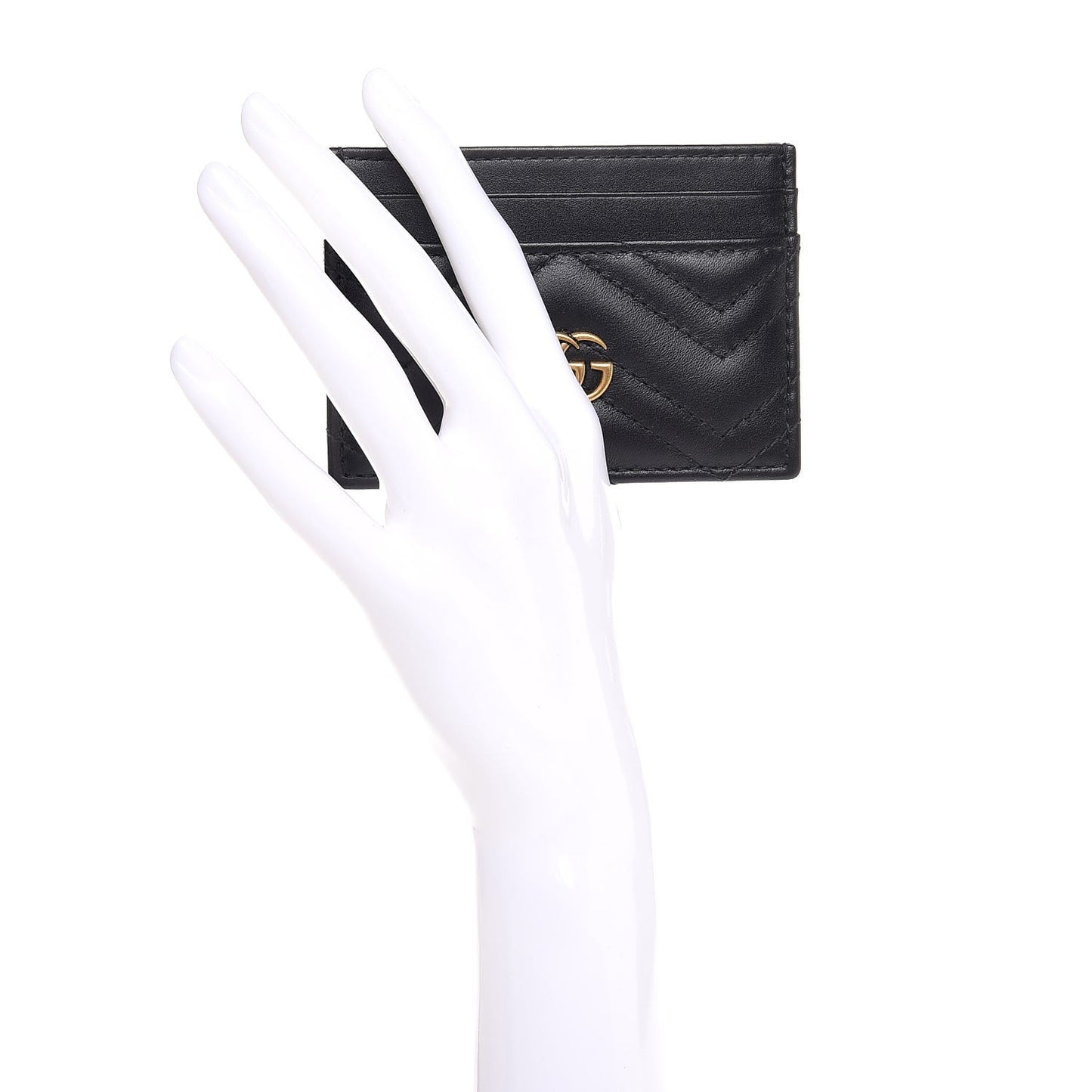 Calfskin Matelasse GG Marmont Card Holder Black