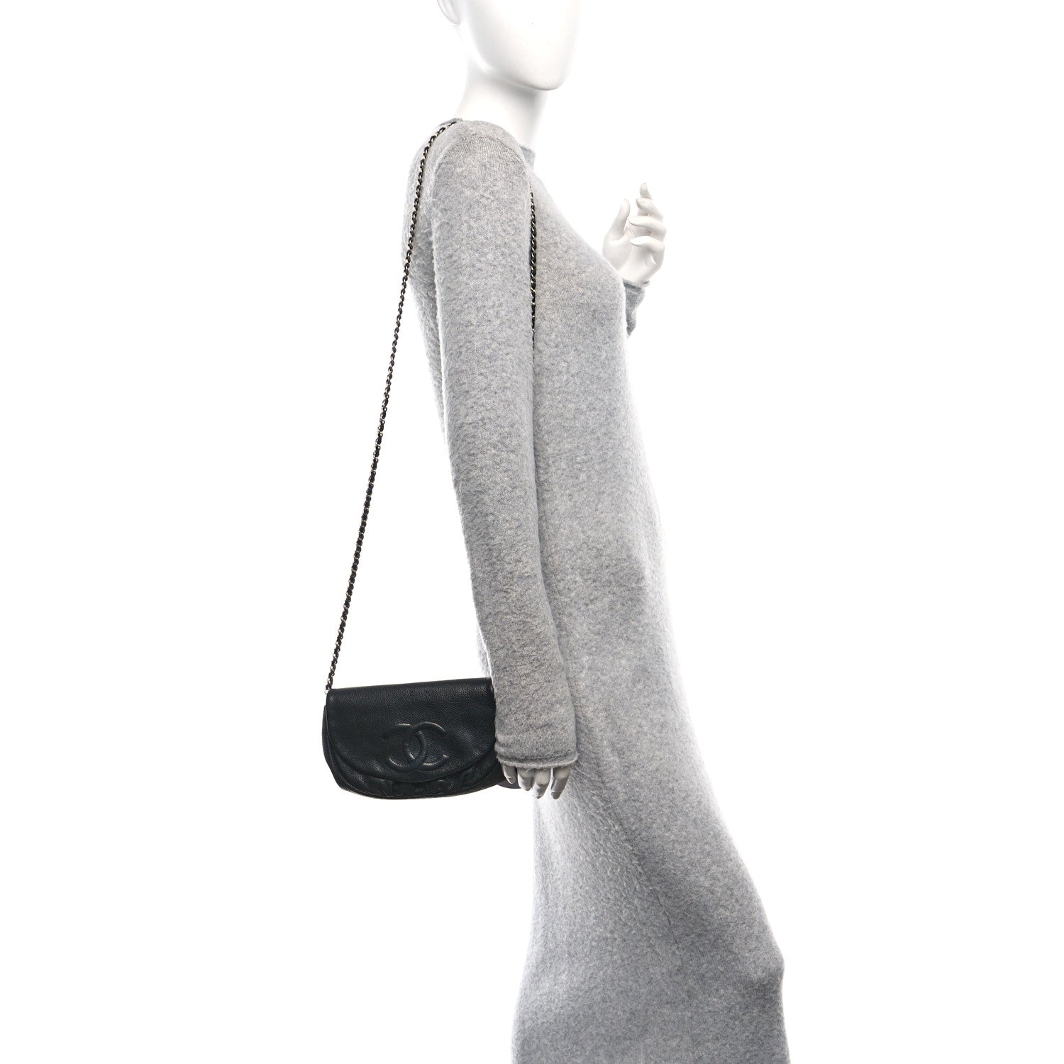 Chanel Caviar Half Moon Wallet On Chain WOC Black 3 of 10