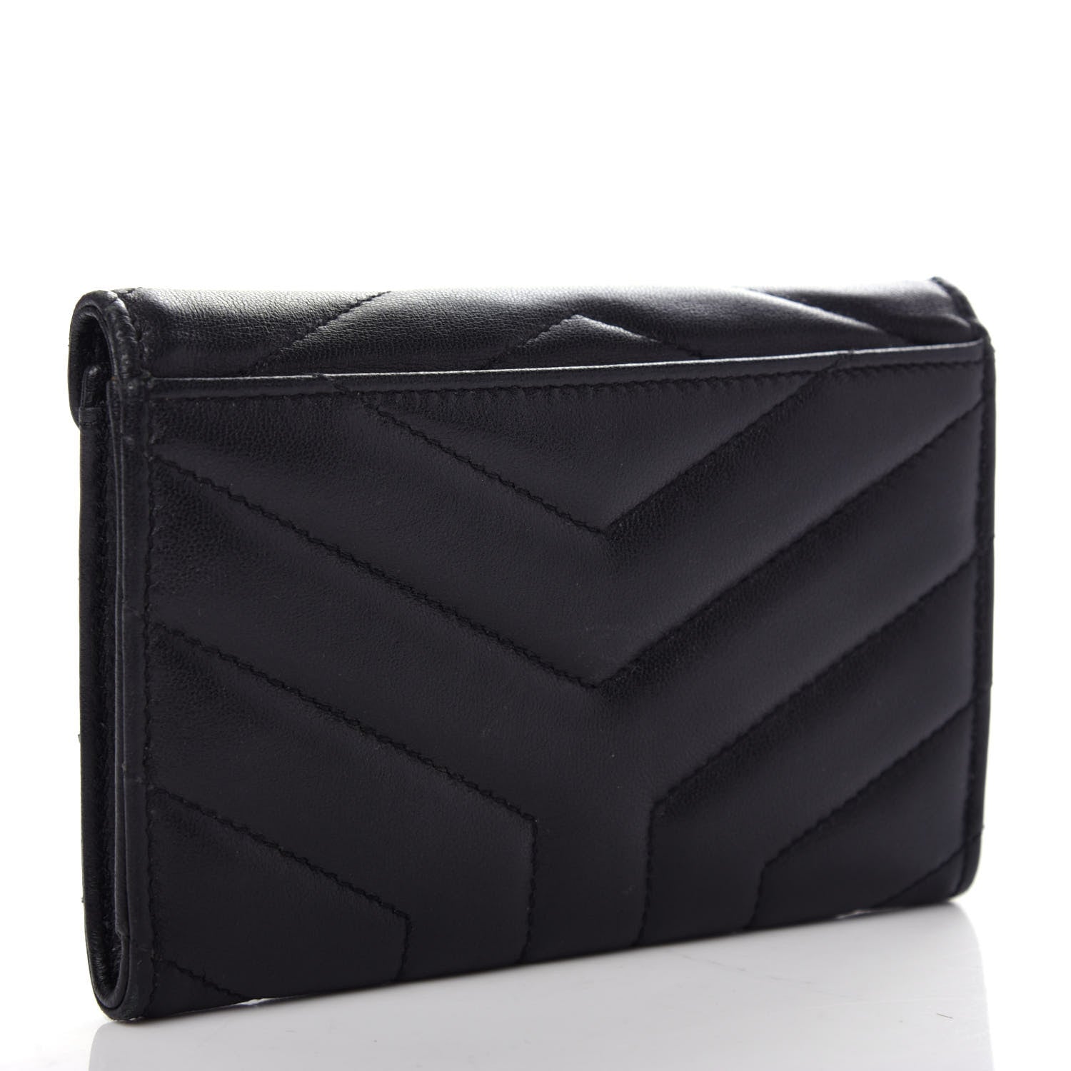 Saint Laurent Lambskin Y Quilted Monogram Small Loulou Envelope Wallet Black 3 of 7