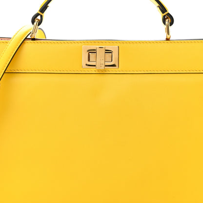 Fendi Vitello King Luxor Shiny Nappa Medium Peekaboo I SEE U East West Satchel Limone Light Rose 8 of 10