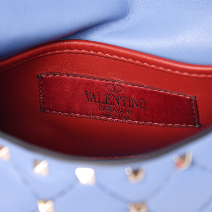 Valentino Garavani Lambskin Small Rockstud Spike Shoulder Bag Blue 5 of 7