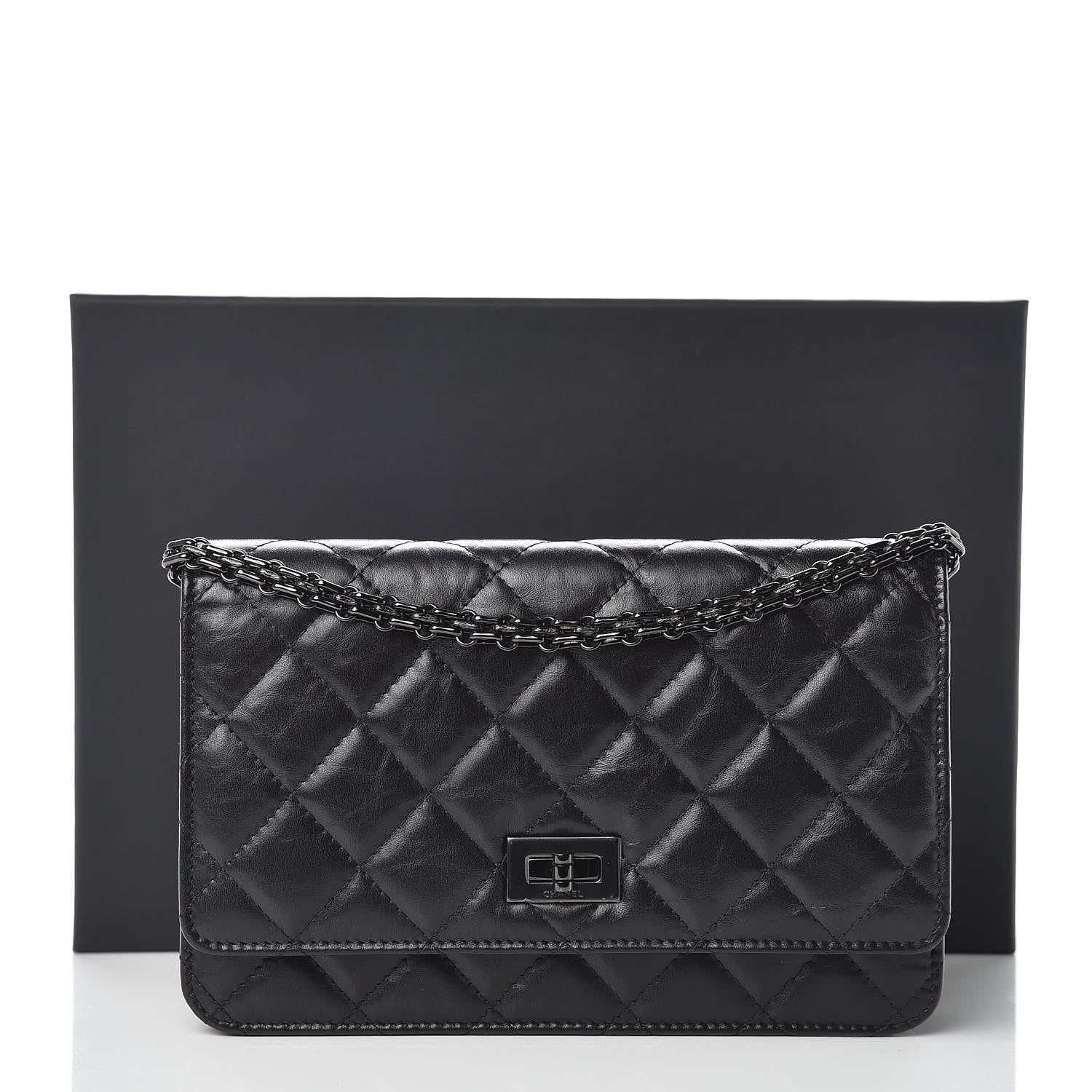 Chanel Aged Calfskin Reissue Wallet On Chain WOC So Black 12 of 12