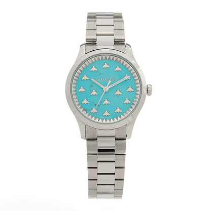 Gucci Stainless Steel 32mm G-Timeless Bee Quartz Watch Turquoise 1 of 5