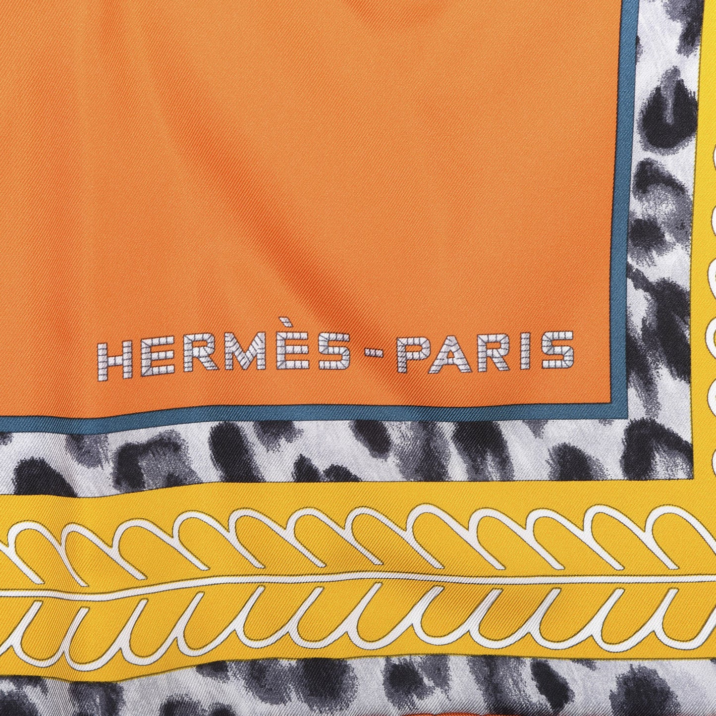 Silk Selle d'Officier En Grande Tenue Scarf 90 Orange Turquoise Jaune D'Or