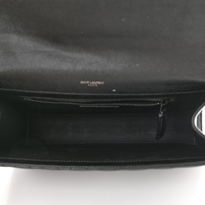 Saint Laurent Grain De Poudre Textured Mixed Matelasse Large Triquilt Monogram Monochrome Satchel Black 5 of 15