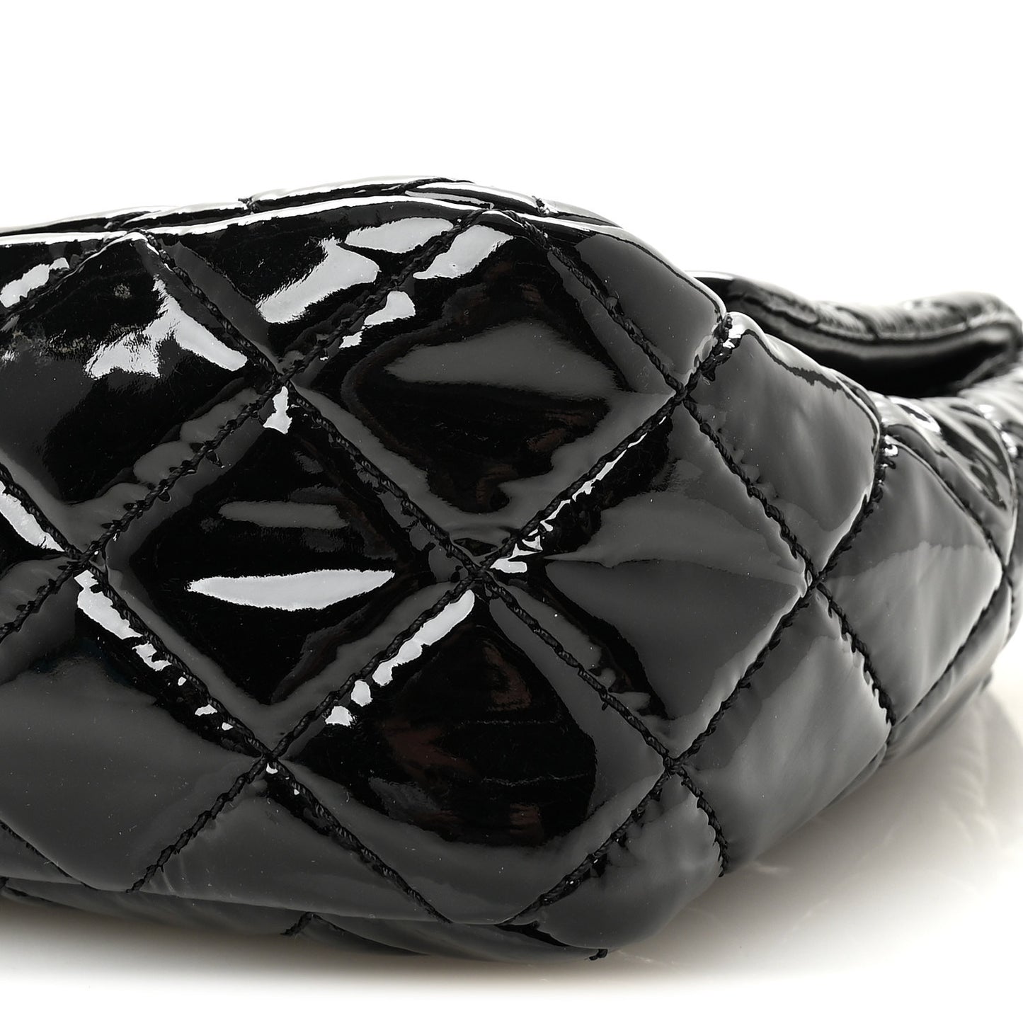 Patent Quilted Jumbo Single Flap Black