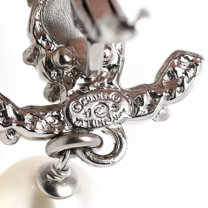 Chanel Gripoix Crystal Pearl CC Drop Earrings Silver Multicolor 4 of 4