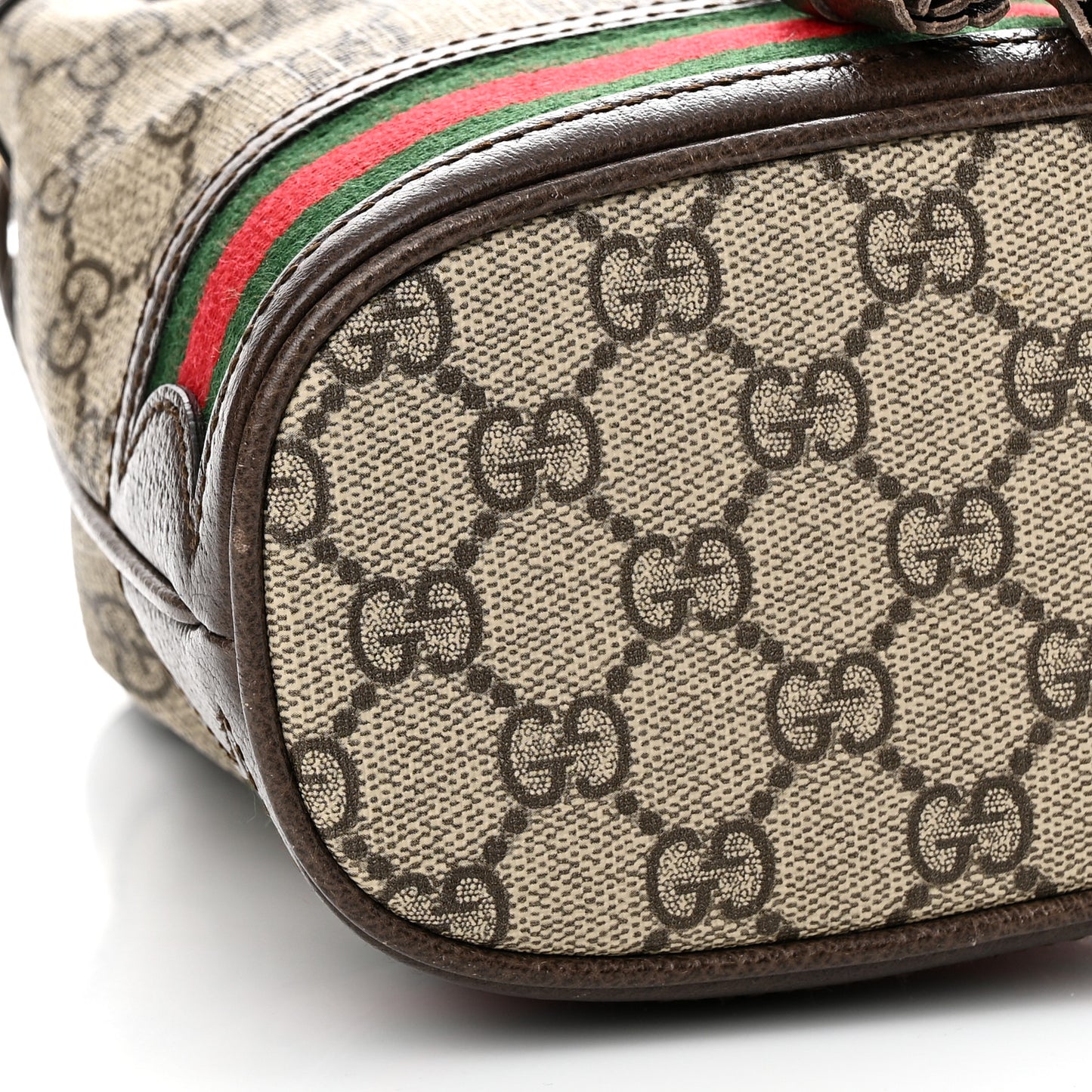 GG Supreme Monogram Web Mini Ophidia Bucket Bag Brown