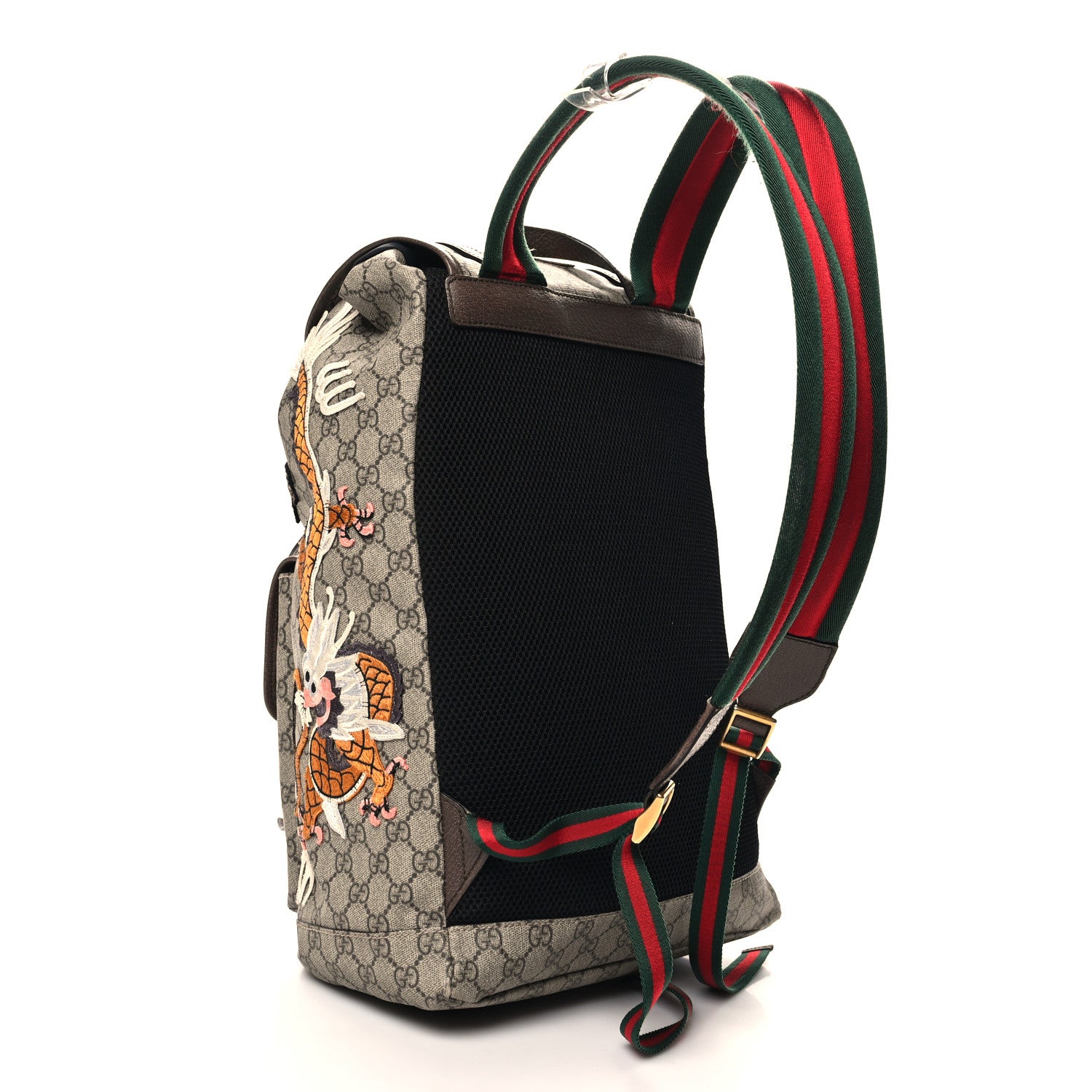 Gucci Soft GG Supreme Monogram Courrier Web Double Buckle Backpack Beige New Acero 3 of 11