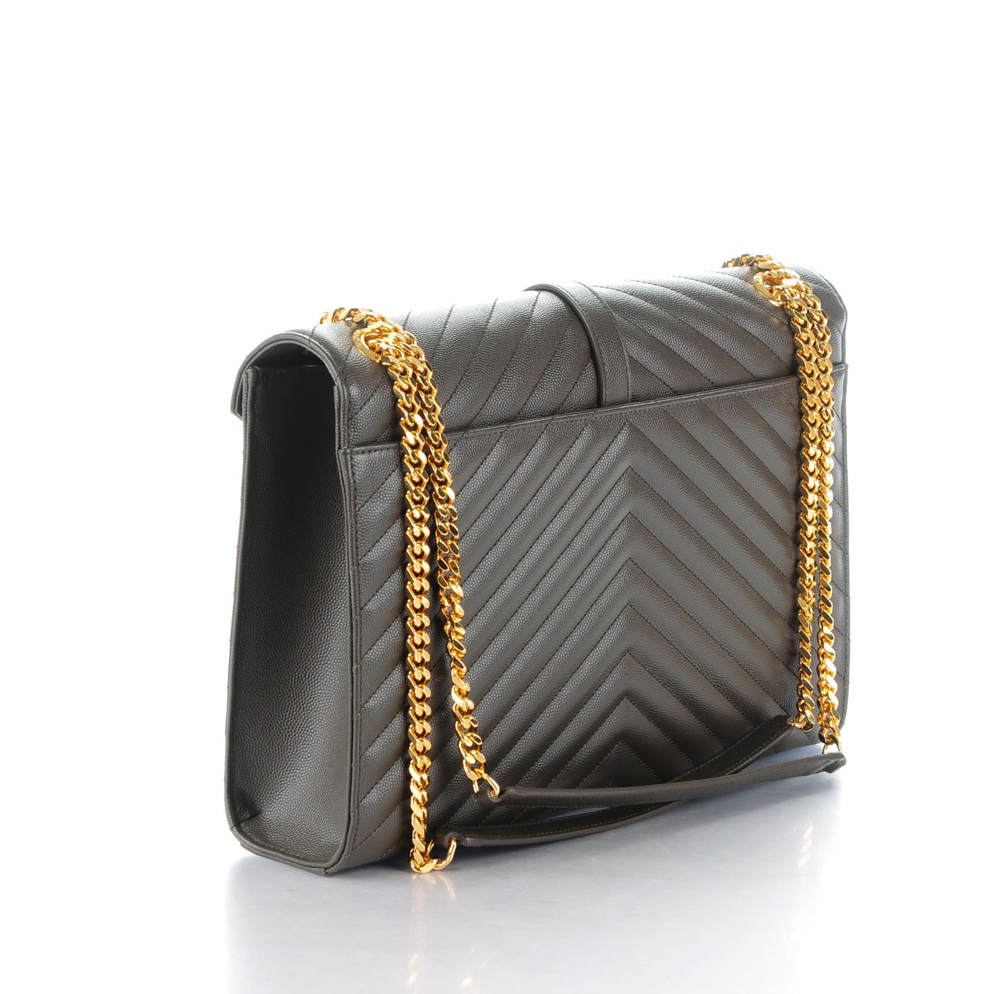 Grain De Poudre Matelasse Chevron Large Monogram Satchel Bronze