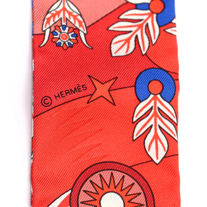 Hermes Silk La Source de Pegase Twilly Rouge Bleu Royal White 6 of 8