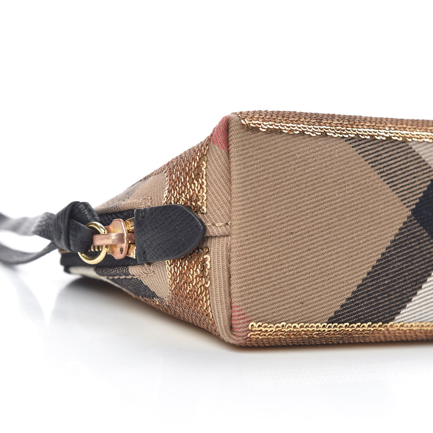 House Check Sequin Peyton Pouch Bag Gold Black