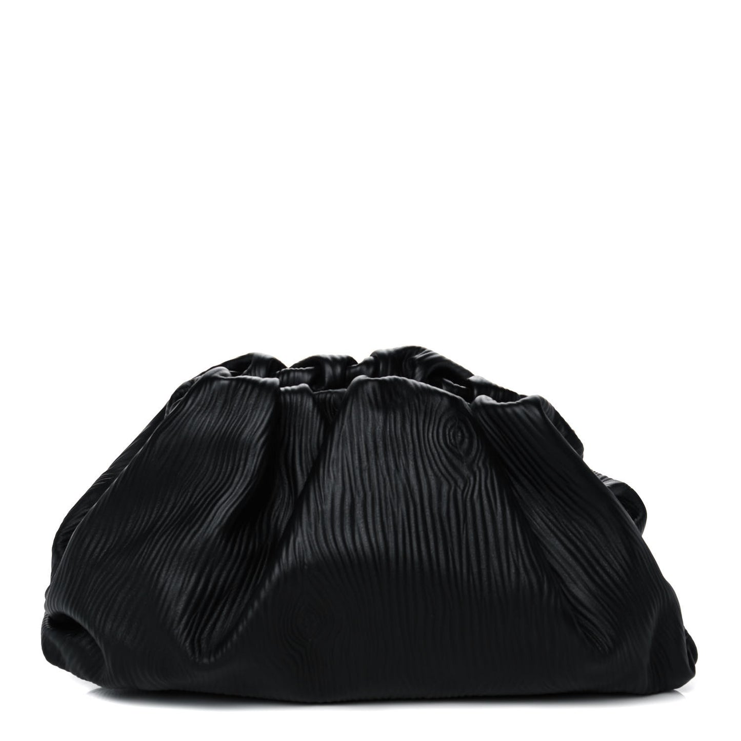 Bark Calfskin Embossed The Pouch Oversized Clutch Black