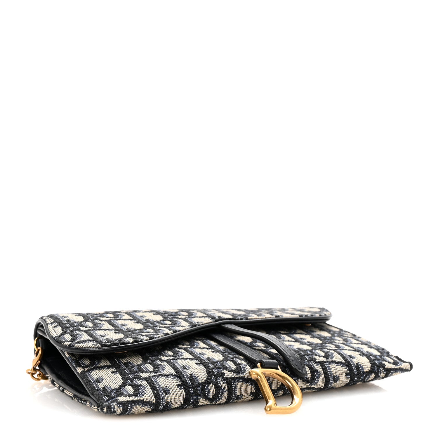 Christian Dior Oblique Small Saddle Chain Pouch Blue Blue 5 of 12