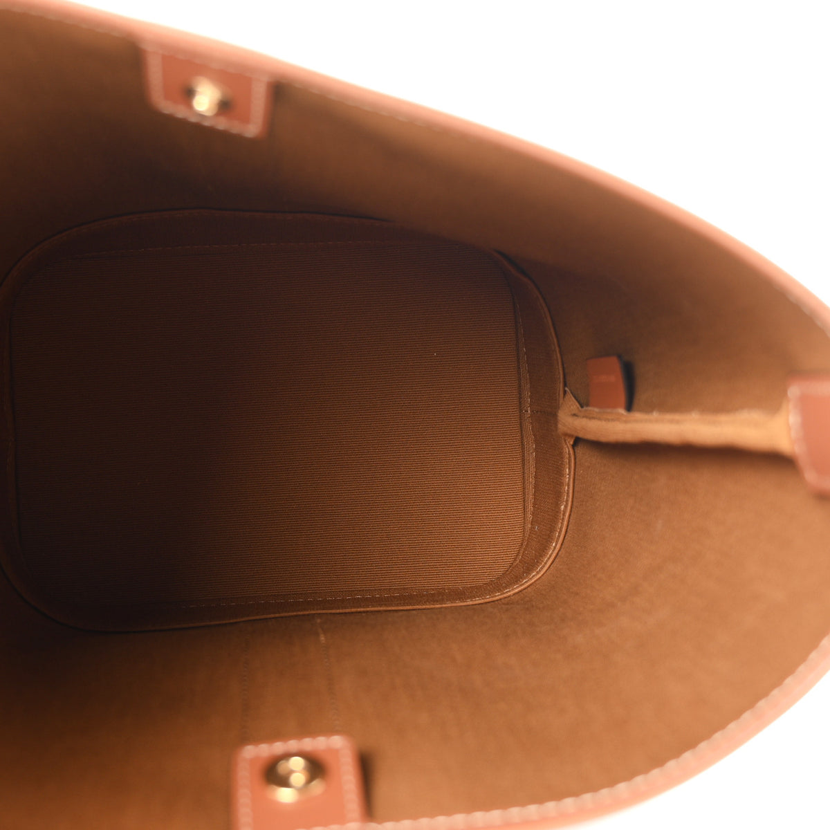 Triomphe Canvas Calfskin Small Bucket Bag Tan