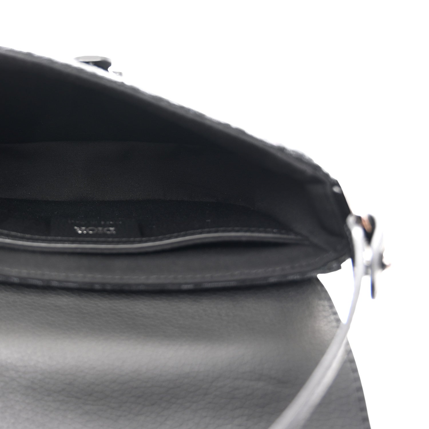 Christian Dior Oblique Jacquard Grained Calfskin Mini Saddle Messenger Bag With Flap Black 5 of 11