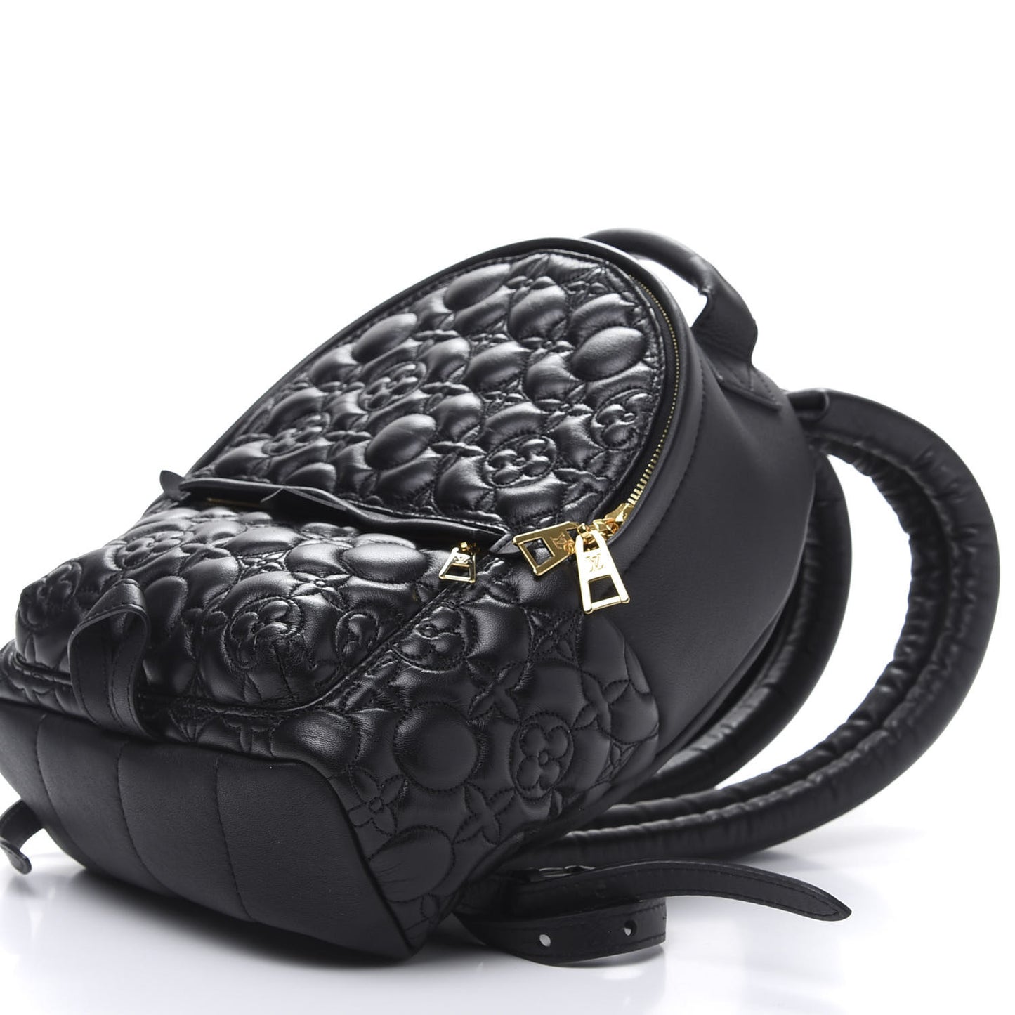 Lambskin Flower Quilted Palm Springs Backpack PM Black