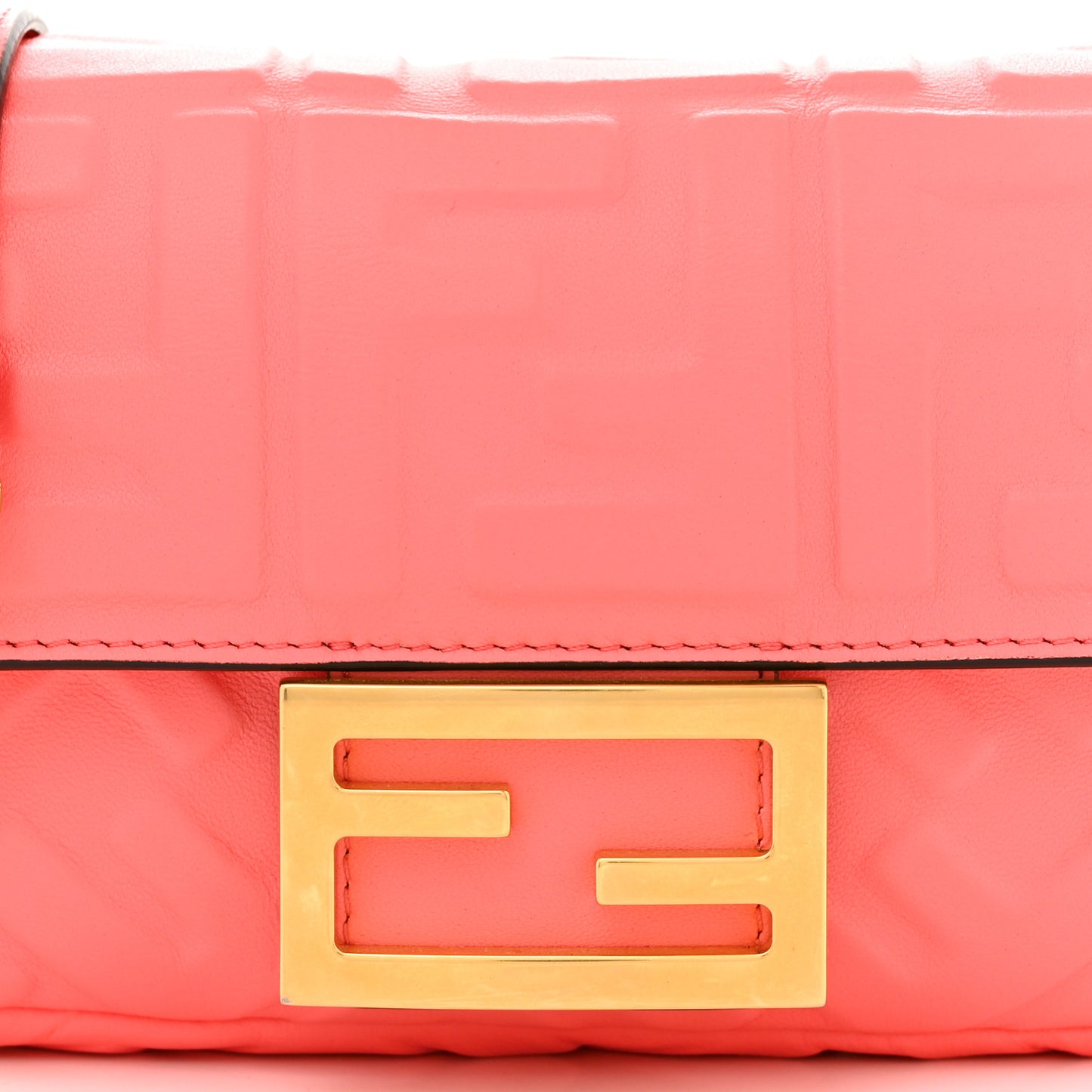 Nappa FF 1974 Embossed Mini Baguette Pink Dalia