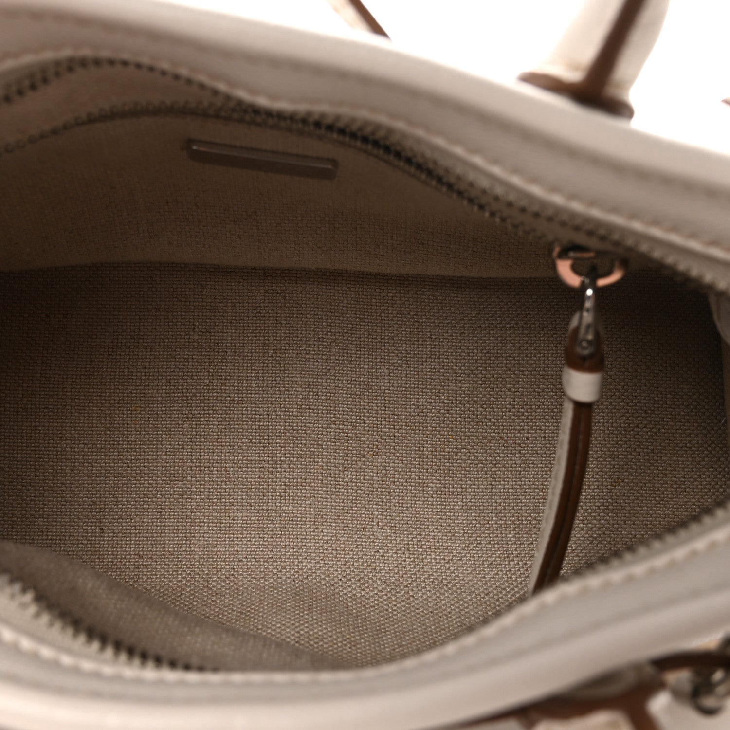 Prada Linen Calfskin Triangle Mini Bonnie Hand Bag White 5 of 9