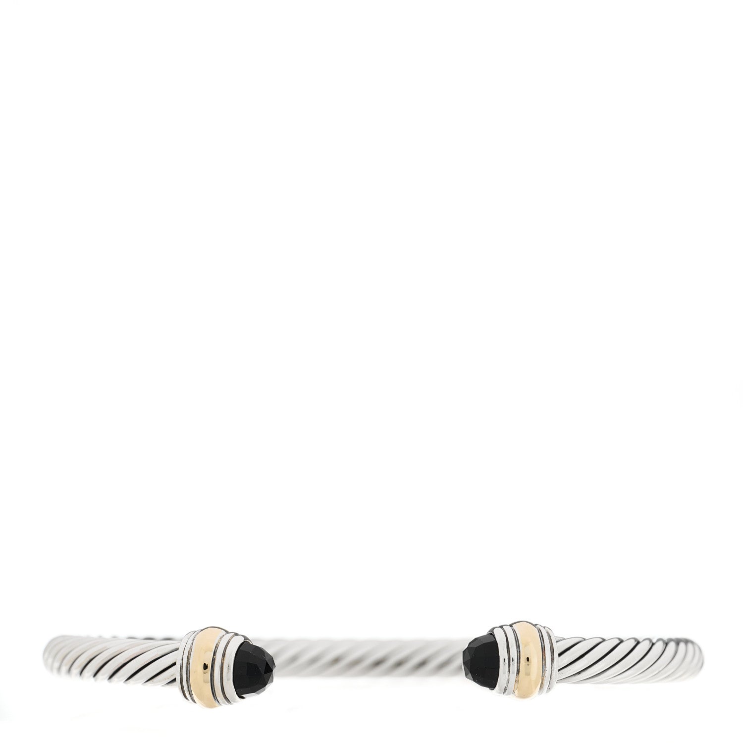 David Yurman Sterling Silver 14K Yellow Gold Black Onyx 5mm Cable Classics Bracelet 1 of 4