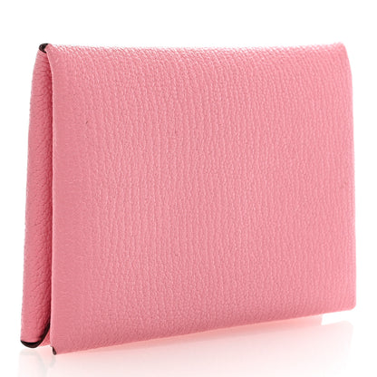 Hermes Chevre Chandra Verso Calvi Card Case Rose Confetti Brique 3 of 6