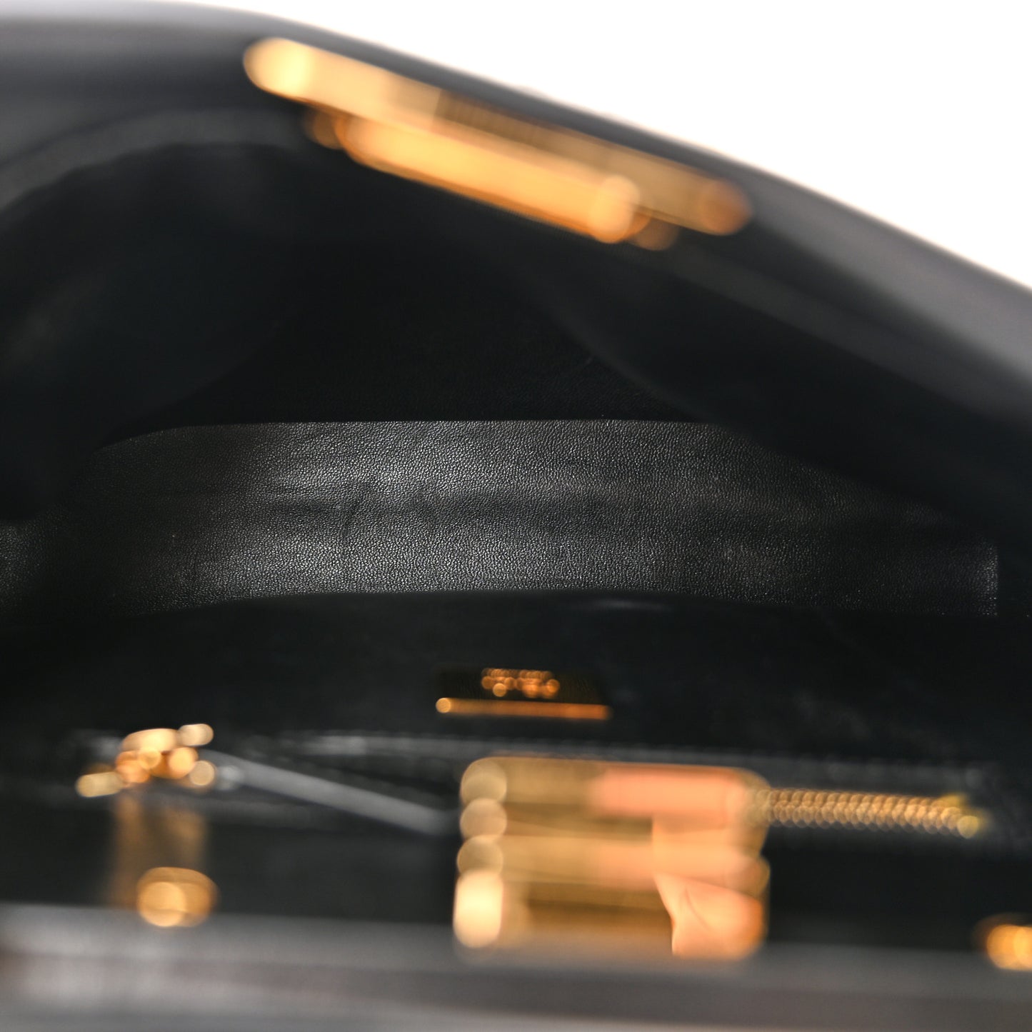 Shearling Nappa Macro FF 1974 Mini Peekaboo Iconic Satchel Tobacco Black
