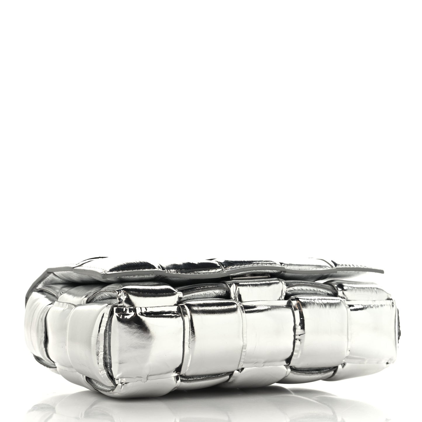 Metallic Lambskin Padded Cassette Crossbody Bag Silver