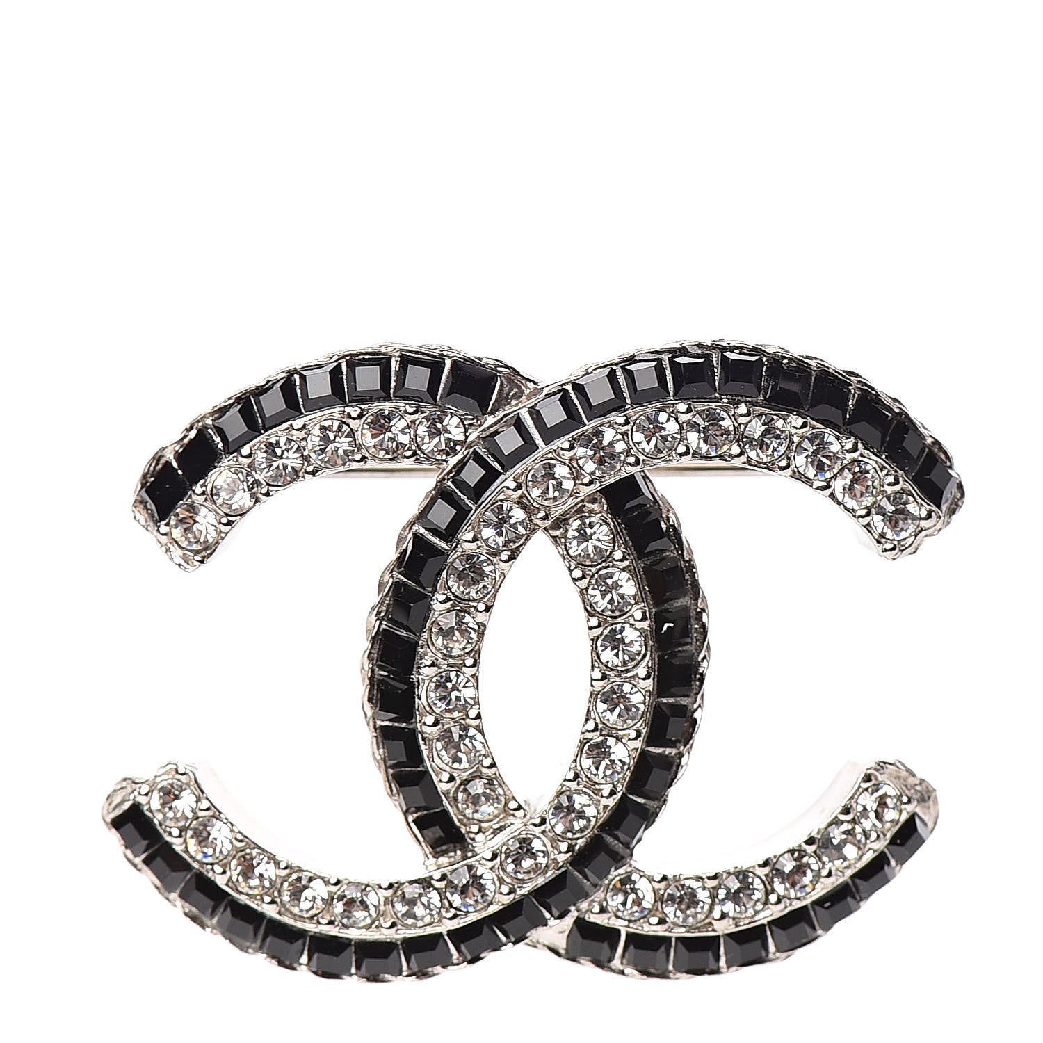 Chanel Crystal CC Brooch Gold Black 1 of 5