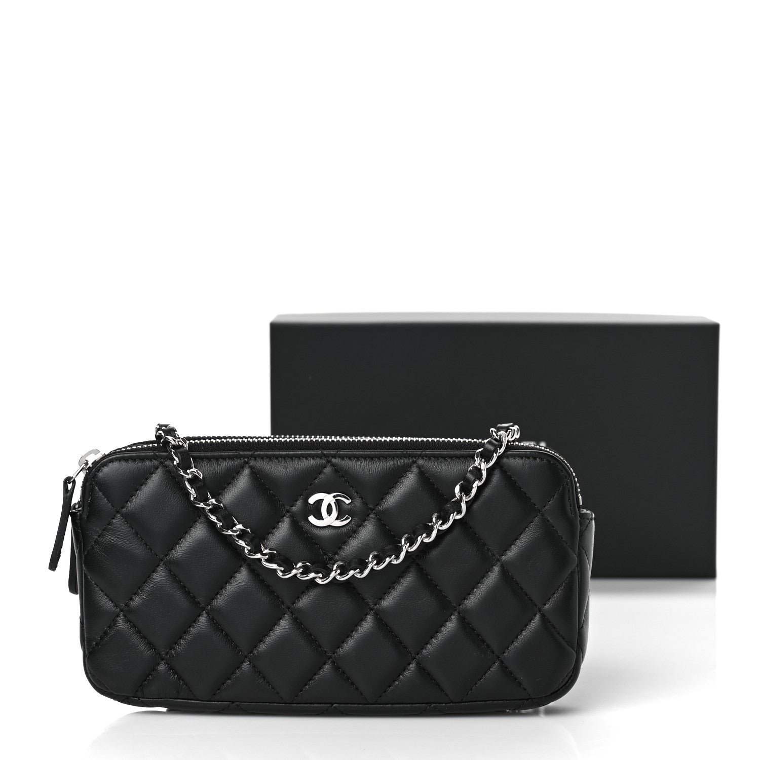 Chanel Lambskin Quilted Small Clutch With Chain Black 11 of 11