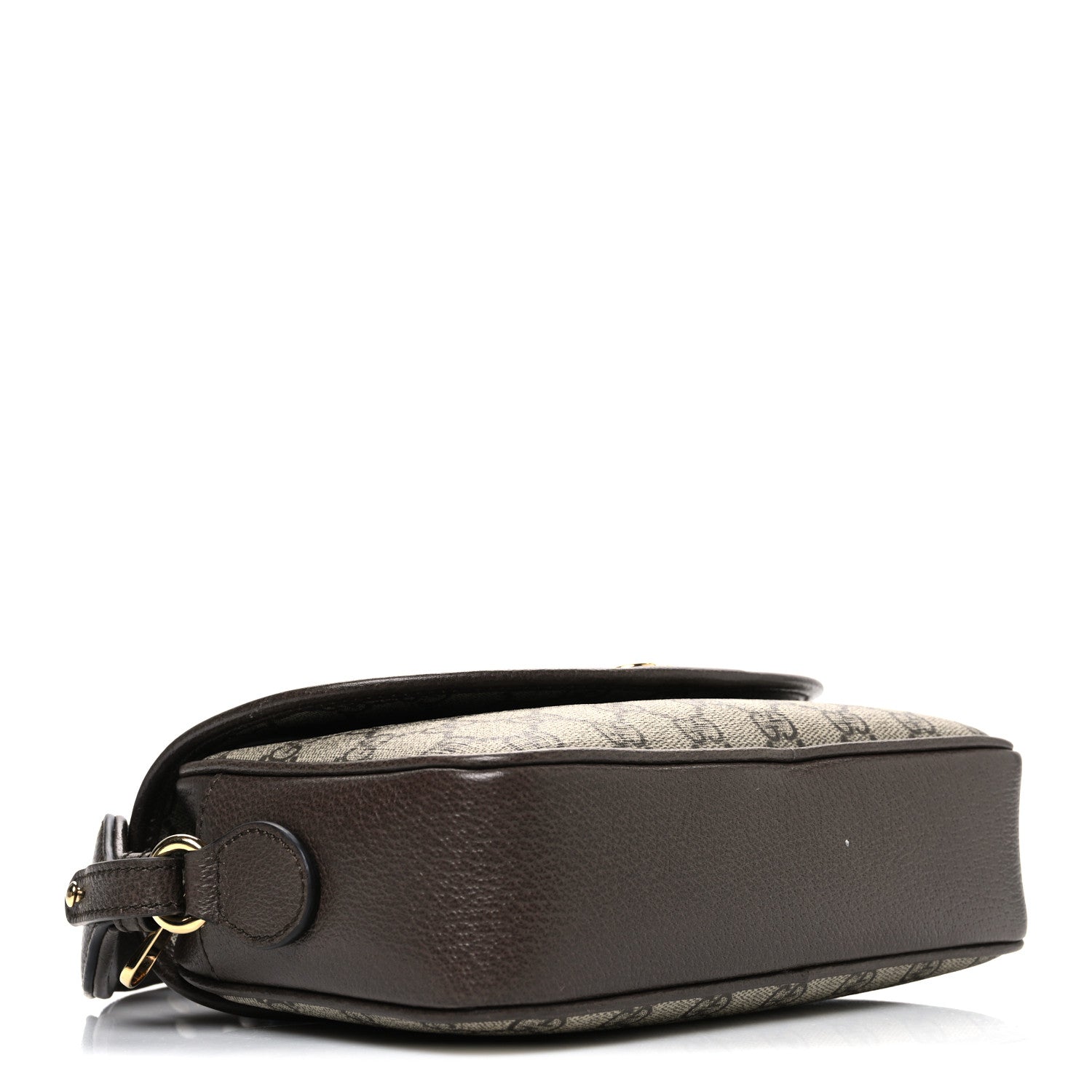 Gucci GG Supreme Monogram Textured Dollar Calfskin Web Studded Mini Ophidia Flap Shoulder Bag Beige Ebony New Acero 4 of 11