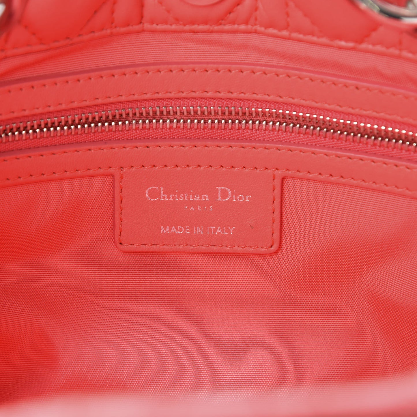 Lambskin Cannage Small Dior Soft Shopping Tote Coral