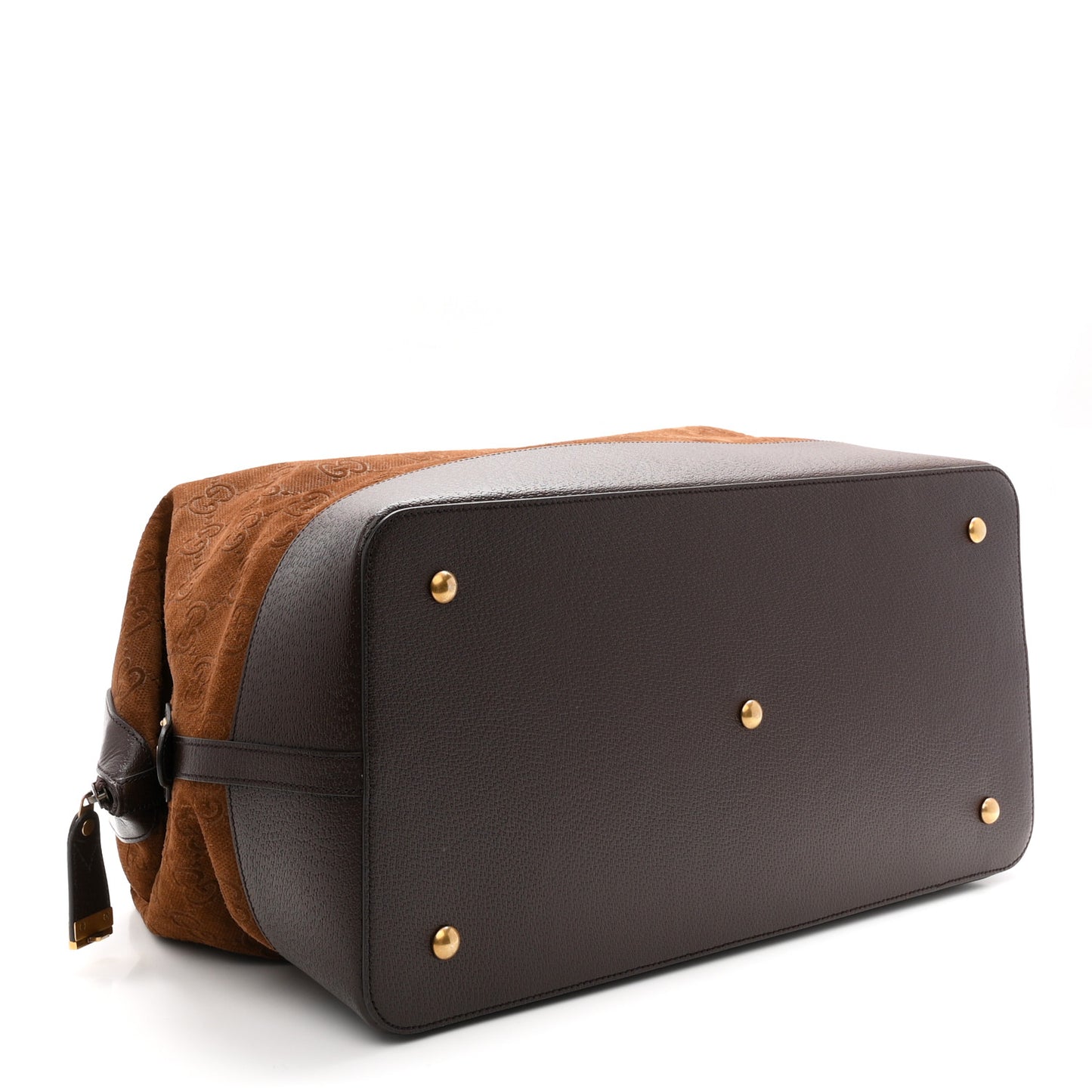 Suede Jumbo GG Debossed Textured Dollar Calfskin Savoy Travel Bag Wood Brown Chocolate