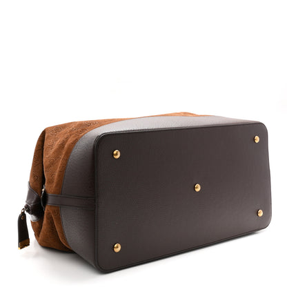 Gucci Suede Jumbo GG Debossed Textured Dollar Calfskin Savoy Travel Bag Wood Brown Chocolate 3 of 9