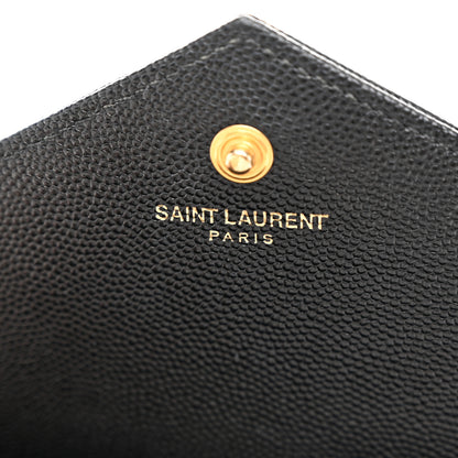 Saint Laurent Grain De Poudre Matelasse Chevron Monogram Chain Wallet Black 6 of 11