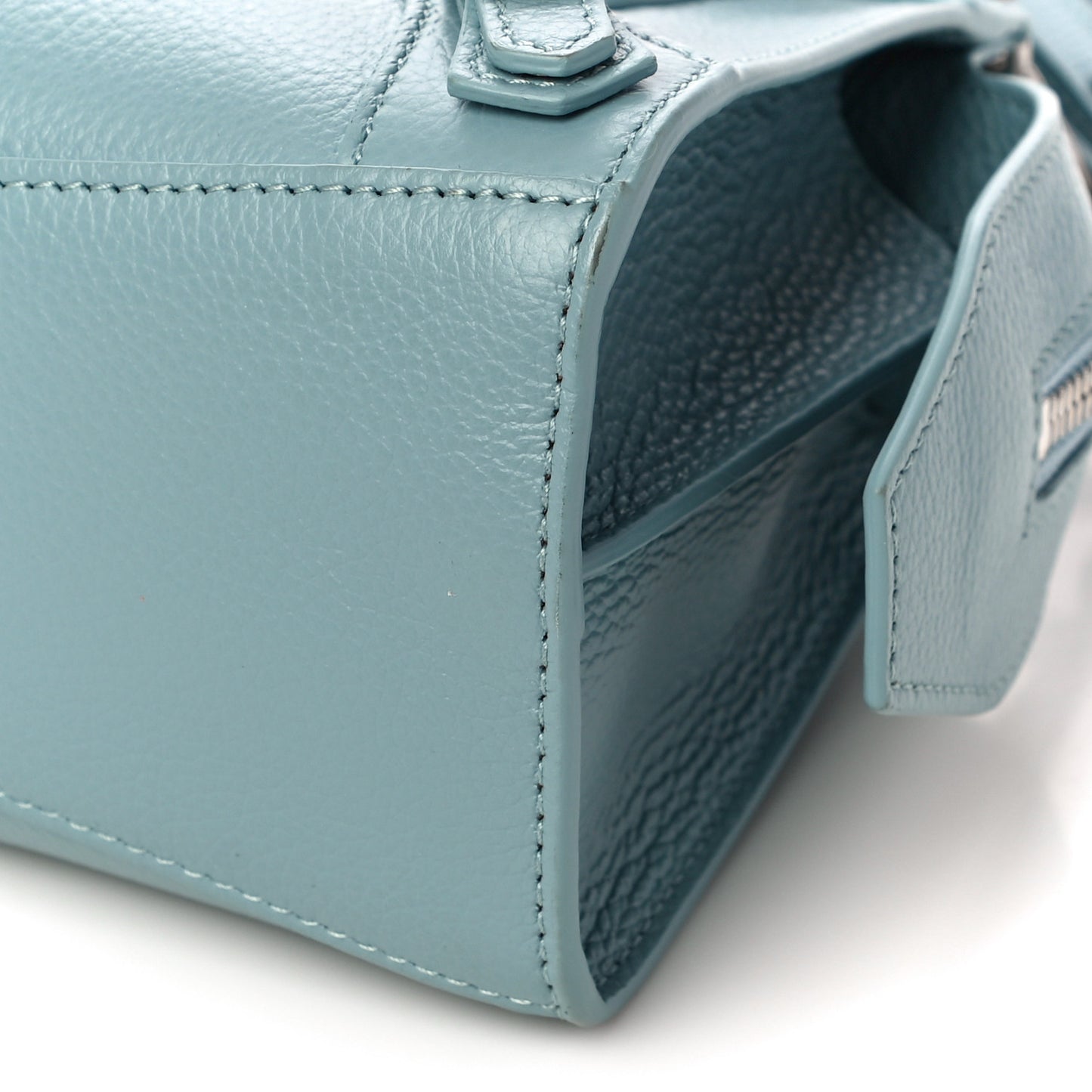 Grained Calfskin Neo Classic Silver Hardware Mini City Blue Grey