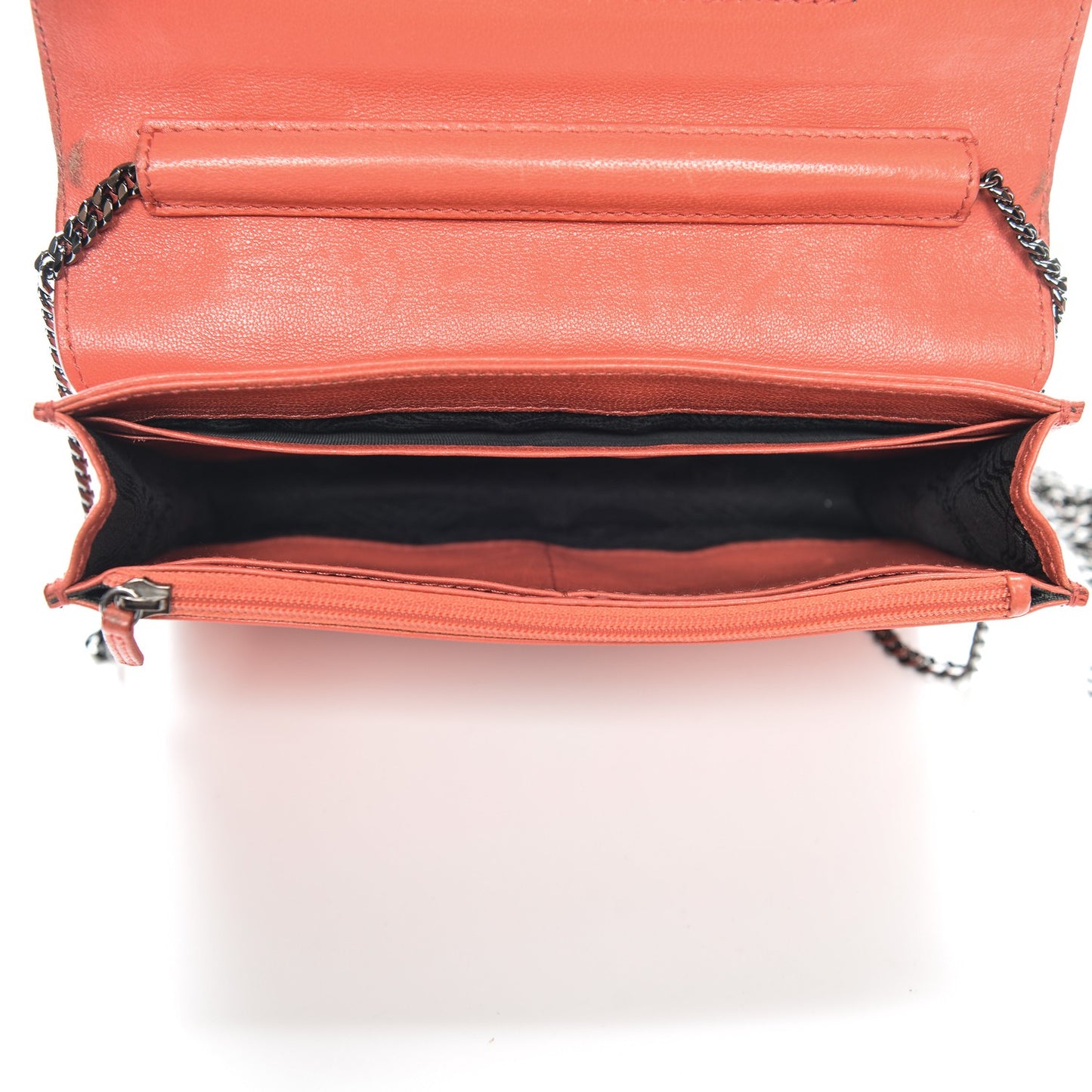 Lambskin PS1 Large Chain Wallet Deep Coral