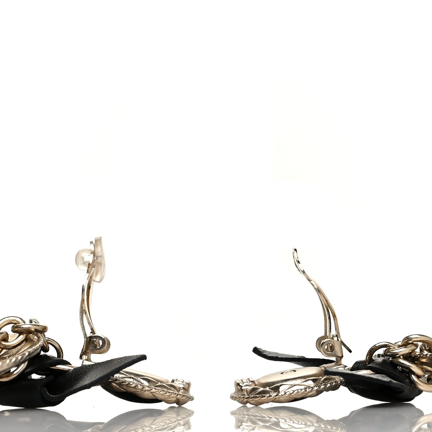 Lambskin Logo Drop Earrings Gold Black