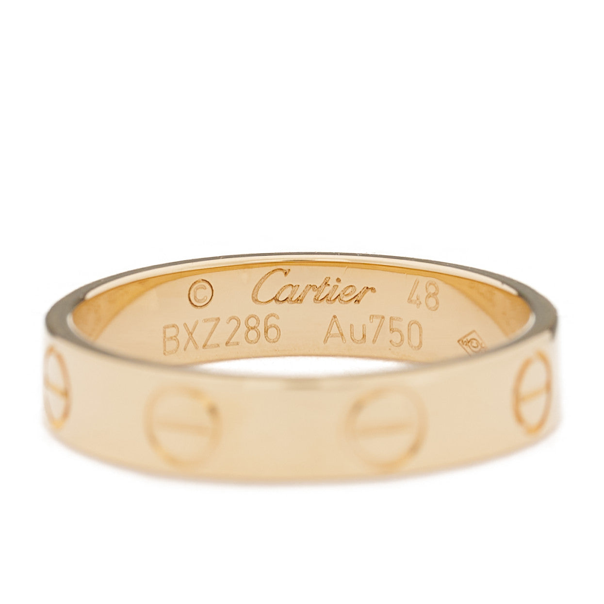 18K Yellow Gold 3.5mm LOVE Wedding Band Ring 48 4.5