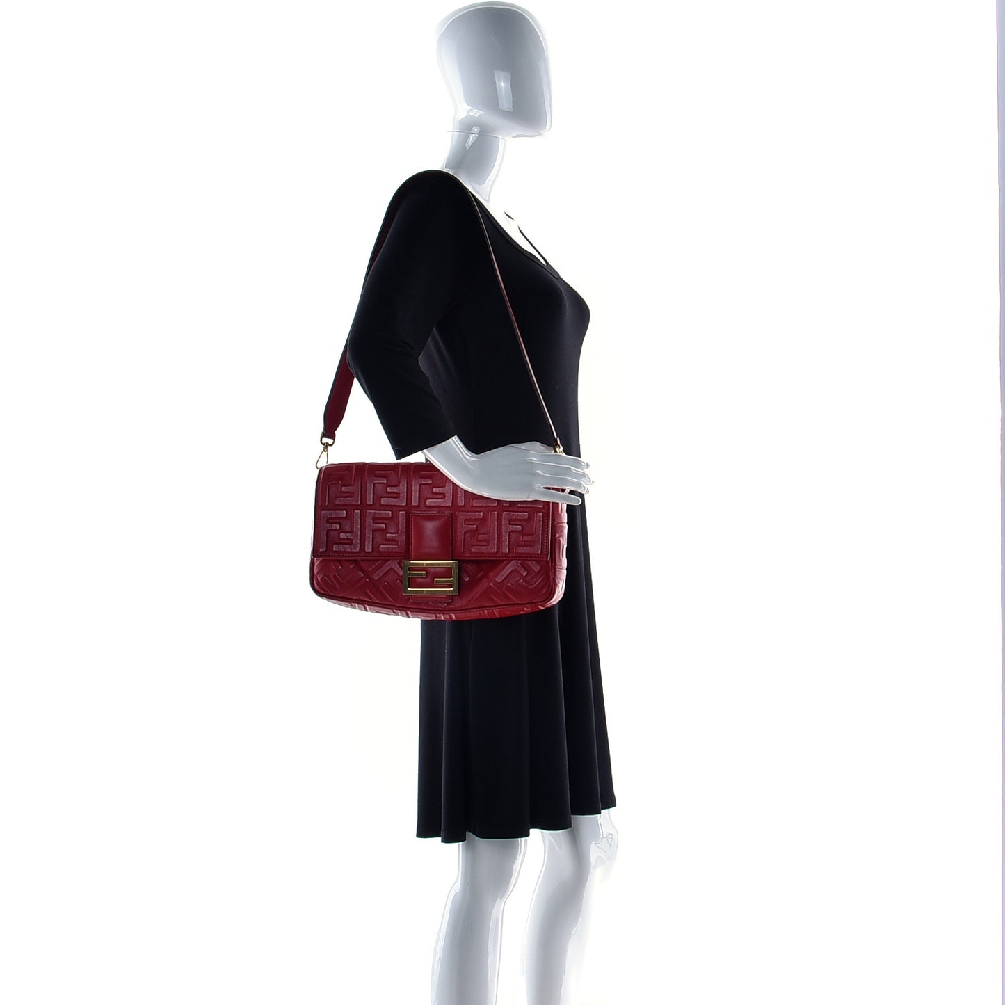 Nappa FF 1974 Embossed Large Baguette Fragola