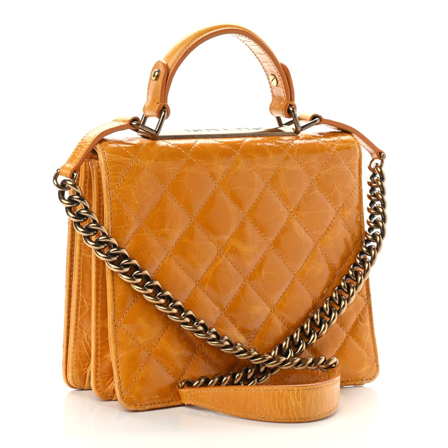 Chanel Glazed Calfskin Quilted Rita Top Handle Flap Yellow 2 of 8