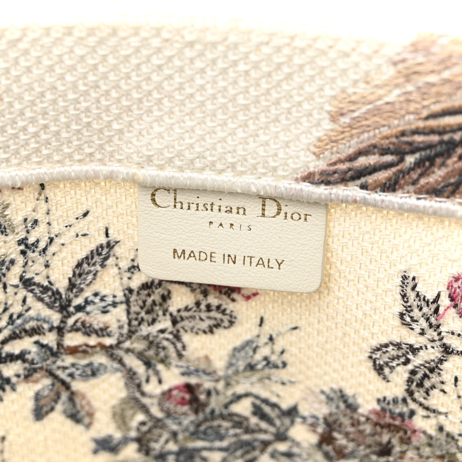 Christian Dior Canvas Embroidered Large Jardin D'Hiver Book Tote Latte Multicolor 6 of 9