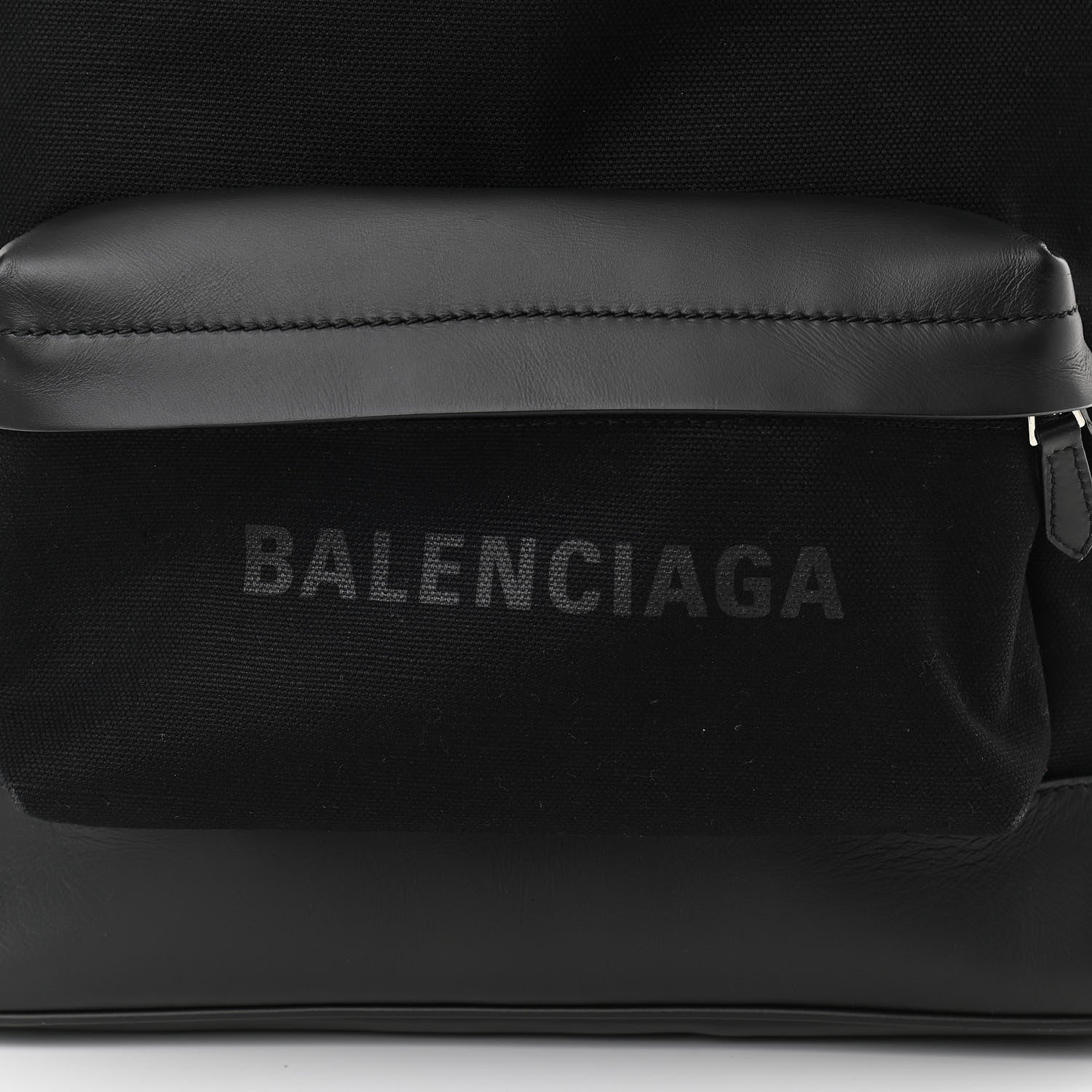 Balenciaga Calfskin Canvas Navy Backpack Black 7 of 9