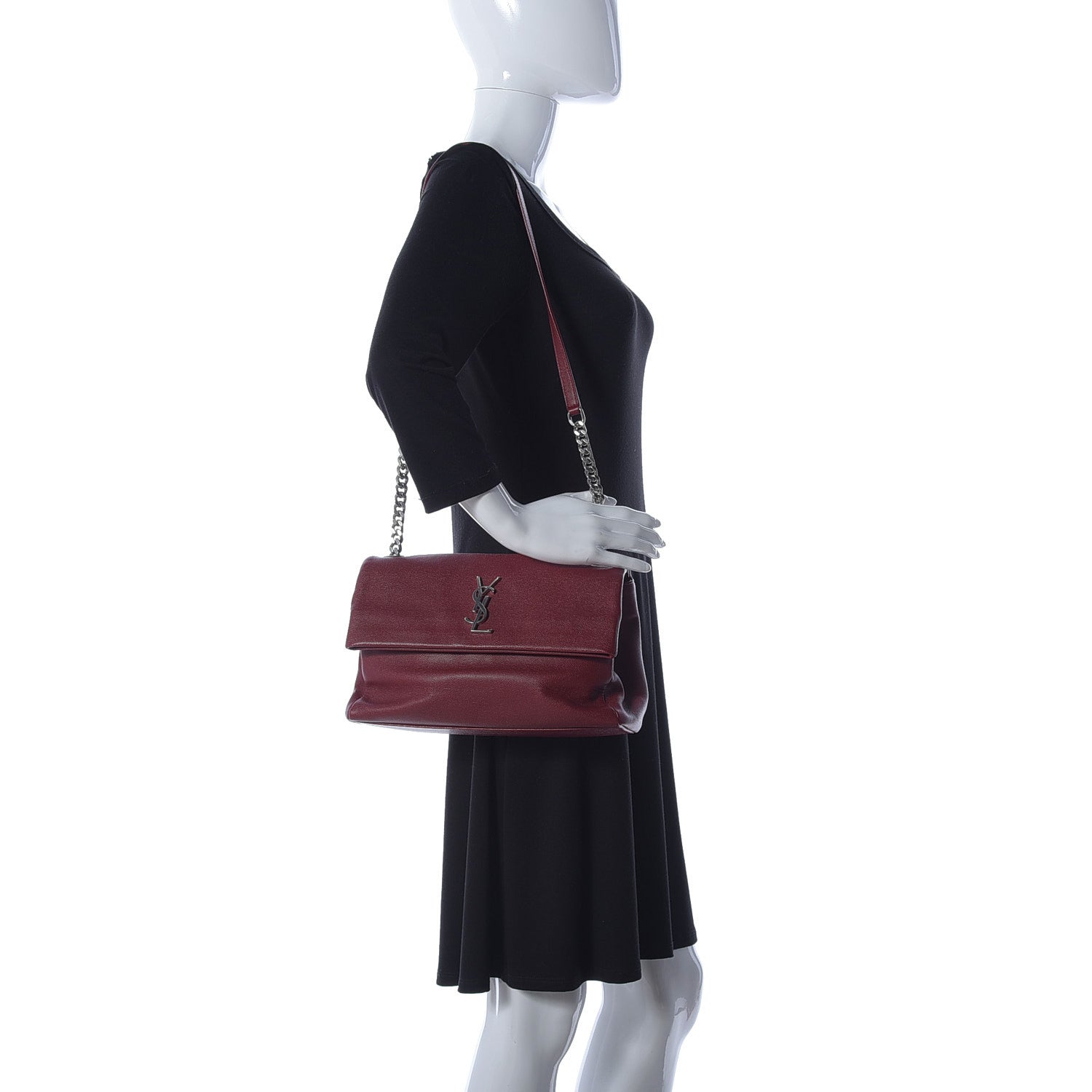 Saint Laurent Grain De Poudre Medium West Hollywood Monogram Fold-Over Palissandre 2 of 9