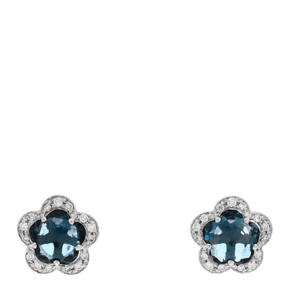 Pasquale Bruni 18K White Gold Diamond Blue Topaz Figlia Dei Fiori Earrings 1 of 5