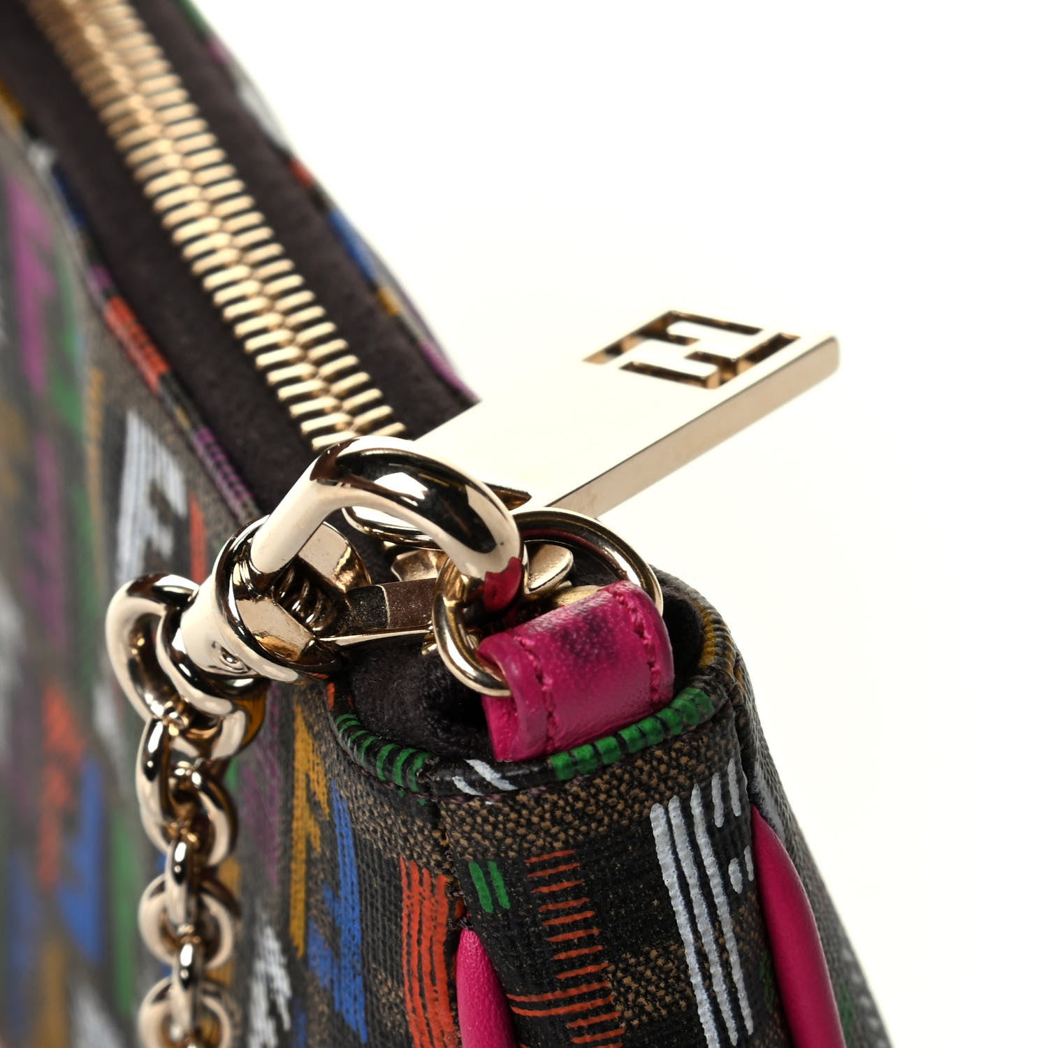 Fendi Zucchino Spalmati FF Multicolor Pochette Tobacco Multicolor Fuchsia 6 of 6