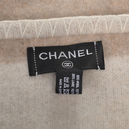 Chanel Merino Wool Cashmere CC Throw Blanket Beige White 4 of 4
